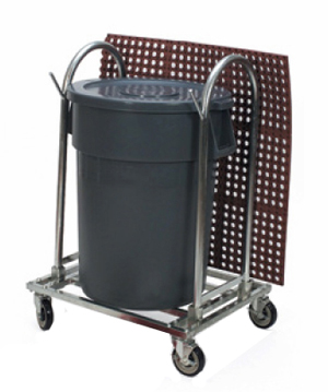 Rolling Trash and Mat Rack
